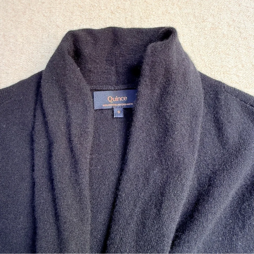 Quince 100% Mongolian Cashmere Black Duster Long Cardigan Sweater S - Picture 7 of 10